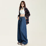 1980s fashion trends  Women's American Blue Wide Leg Jeans Women's Autumn and Winter High Waist Loose Draping Mop Pants