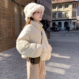 mens winter outfits 2024 Winter Short Stand Collar down Jacket Female Sweet Cute Little Puff 90 White Duck down Warm Thick Coat