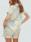 Taooba- Casual Printed Short Sleeve Pajamas Shorts Suit