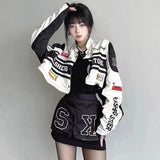 Taooba casual outfits Couple Detachable Motorcycle Baseball Jacket Women's Autumn Thin Vintage American Retro Racing Hot Girl Suit