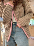 Taooba Heaven Zipper Knitted Striped Cardigan