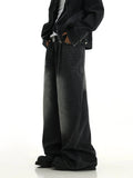 Taooba- 10382 DARK GRAY BAGGY STRAIGHT DENIM JEANS