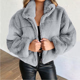 tie outfit Women's Autumn and Winter Rabbit Fur Faux Fur Zipper Cardigan Plush Warm Coat