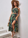 Taooba- Two Piece Tropical Printed Skirt Set