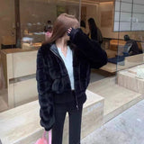 christmas dress women classy Environmental Protection Mink Fur Women's Short 2024 Winter Hooded Thickened Small Plush Coat