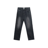 Taooba- 9534 WASHED BLACK STRAIGHT DENIM JEANS