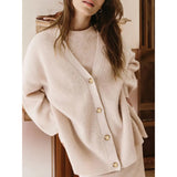 carhartt outfit Solid Color Cardigan Sweater Coat Women's Top 2024