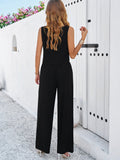 Taooba- Black Two Piece Sleeveless Top and Loose Pants Set