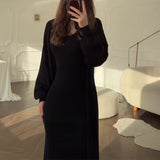 Taooba tie outfit 2025 Women's Fashion Casual Comfortable Slim-Fit Sweater Robe Skirt Suit Skirt