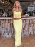 Taooba- Two Piece Yellow Sleeveless Top and Long Skirt Set