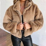 tie outfit Women's Autumn and Winter Rabbit Fur Faux Fur Zipper Cardigan Plush Warm Coat