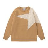 sweater American Retro Five-Pointed Star round Neck Sweater Street Design Youth Men and Women Loose Couple Sweater