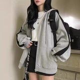 jacket Women's American-Style Patchwork Sweater 2024 Harajuku Style Korean Style Embroidered New Hooded Thin Zipper Cardigan Jacket