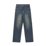 RTK (W) Taooba. 3048 INDIGO BLUE WIDE STRAIGHT DRAPE DENIM JEANS