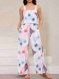 Taooba- Two Piece Graphic Printed Sleeveless Shirt and Pants Set