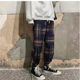 coachella valley music festival Spring High Street Ins Casual Pants Men's Trendy Plaid Sports Pants Youth Loose Drawstring Ankle-Tied Pants