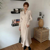 trending fall outfits 2024 Spring and Autumn Dress Tight Waist Suit Collar Slimming Elegant Long Sleeve Fishtail Dress 