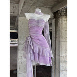 dress to impress divine being Princess Dress Adult Dress High-End Light Luxury Niche Birthday Dress Heavy Work Ruffled Purple Sling