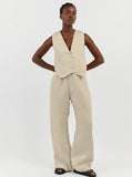 Taooba- Casual Two Piece Sleeveless Vest Trousers Suit