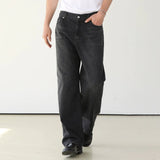 Taooba- 10324 BLACK DENIM STRAIGHT JEANS