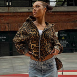 Taooba Rosalynn Leopard Zipper Hooded Cardigan