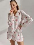 Taooba- Two Piece Heart Print Long Sleeve Suit