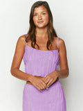 Taooba- Two Piece Purple Sleeveless Top and Long Skirt Set