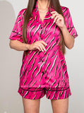 Taooba- Spring Rose Red Printed Cardigan Pajamas Two Piece