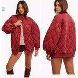 fall outfits 2024 2024 Autumn and Winter Rhombus Quilted Loose Jacket Fashion Cotton-Padded Coat 