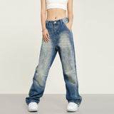 RTK (W) Taooba. 1474 WASHED RETRO BLUE WIDE STRAIGHT DENIM JEANS