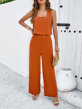 Taooba- Orange Two Piece Sleeveless Top and Loose Pants Set