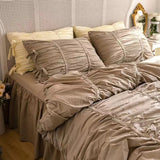 Taooba Princess Ruched Bedding Set - Brown