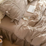 Taooba Princess Ruched Bedding Set - Brown