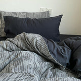 Taooba Reversible Dark Industrial Striped Bedding Set