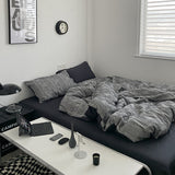 Taooba Reversible Dark Industrial Striped Bedding Set