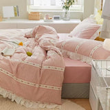 Taooba Rustic Gingham Bedding Set with Ruffle