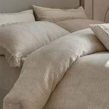 Taooba Rustic Linen Cotton Bedding Set with Lace