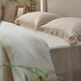 Taooba Rustic Linen Cotton Bedding Set with Lace