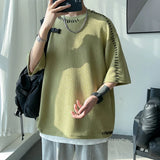 Taooba-Men Summer Quality T Shirts Manual Suture Harajuku Casual Tshirt For Male 2023 New Neutral Oversize Tees Short Sleeve Tops