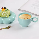 Taooba-Ceramic Coffee Cup Macarone Coffee Mug with DishNordic Ceramic Sunflower Set Cup Ins Style Milk Oatmeal Mug Tabletop Decoration