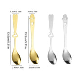 Taooba-Stainless Steel Coffee Scoop Hollow Heart Ice Cream Spoon Smile Face Design Wedding Souvenir Spoon Gifts for Kids Kitchen tool