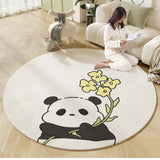 Living Room Carpet Fluffy Plush Round Home Decoration Panda Children's Bedroom Rug Anti-skid Coffee Table Floor Mat Customized