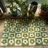 Taooba-Flower Plaid Carpet Rugs Soft Tufting Wool Carpet Rugs Non-Slip Abosrbent Bathroom Floor Mat Bedroom  Toilet Door Carpet