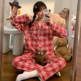 Taooba Korean Cute Kawaii Women Sleep Pajamas Classic Casual Fashion Spring New Y2k Home Clothes Cartoon Print Sweet Style Lady Lounges