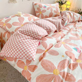 Floral Ins Style Duvet Cover Set with Pillowcases Flat Sheet No Comforter Queen Twin Size Hot Sale Bed Linens