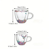 Taooba-1pc Heart Shaped Glass Coffee Mug Tea Cups Double-Walled Espresso Coffee Cups Summer Winter Drinkware Cute Mug Birthday Gifts