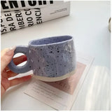 Taooba-Korean ins style Creative Ring Handle Ceramic Mug Splash ink Irregular Coffee Cup Breakfast Milk Tea Cup Office Home Drinkware