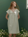 Taooba New Fashion Summer Cotton Sweet Women's Nightgowns Soft Loose Sleepwear Elegant Vintage Princess Night Dress