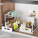 Taooba-Kitchen Multi-Purpose Storage rack Under Sink 2 Tier Sliding Cabinet Basket Organizer Drawer Spice rack Desktop Bathroom Storage