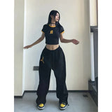 Taooba-MEXZT Y2K Joggers Sweatpants Women Streetwear Oversize Print Jogging Wide Leg Pants Hip Hop Baggy Casual Black Sports Trousers